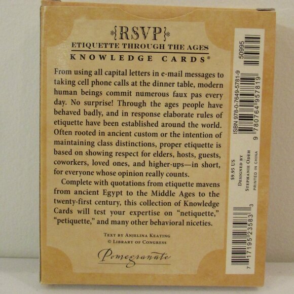 RSVP Etiquette Through the Ages Quiz Card Deck Angelina Keating Knowledge Cards - Picture 3 of 9